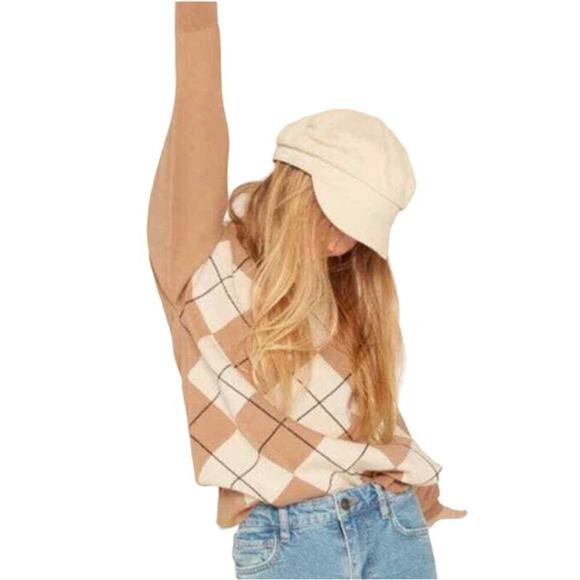 NWT Designers Remix Girls Mandy Argyle Sweater Geometric Beige Size 12 - Picture 1 of 8